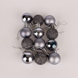 Shatchi 30mm/24Pcs Christmas Baubles Shatterproof Dark Grey, Tree Decorations in Grey - thumbnail 4