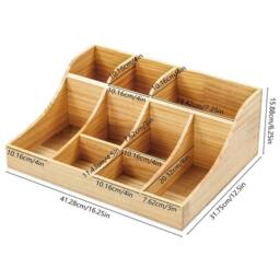 FLAVORA Pine Condiment Organizer with 9 Compartment in Natural - Size: 500mm - thumbnail 2