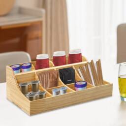 FLAVORA Pine Condiment Organizer with 9 Compartment in Natural - Size: 500mm - thumbnail 6
