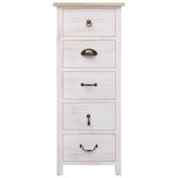 Berkfield Home Side Cabinet 35x25x87 cm Paulownia Wood in White - Size: 35 x 25 x 87 cm - thumbnail 2