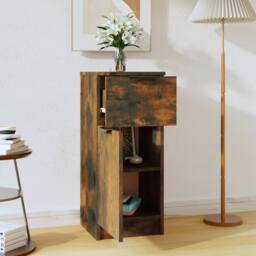Berkfield Home Sideboard Smoked Oak 30x30x70 cm Engineered Wood in Brown - Size: 30 x 30 x 70 cm - thumbnail 1