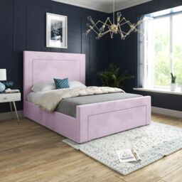Casani Lucca Upholstered Soft Velvet Bed Frame in Pink - Size: Double - thumbnail 1