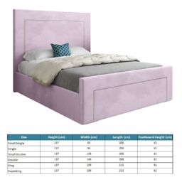 Casani Lucca Upholstered Soft Velvet Bed Frame in Pink - Size: Double - thumbnail 4
