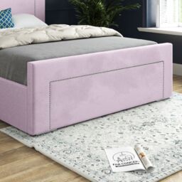 Casani Lucca Upholstered Soft Velvet Bed Frame in Pink - Size: Double - thumbnail 3