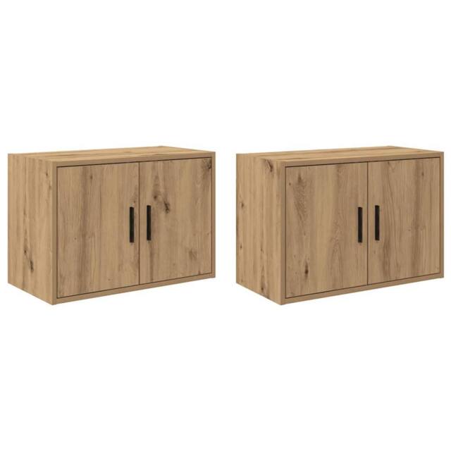 Berkfield Home Garage Wall Cabinets 2 pcs Artisan Oak Engineered Wood in Brown - image 1