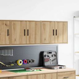 Berkfield Home Garage Wall Cabinets 2 pcs Artisan Oak Engineered Wood in Brown - thumbnail 3
