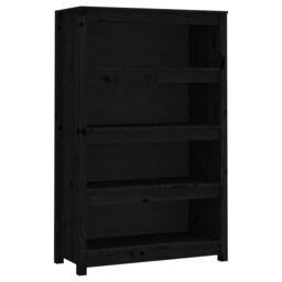 Berkfield Home Book Cabinet Black 80x35x126 cm Solid Wood Pine - Size: 80 x 35 x 126 cm - thumbnail 2