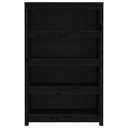 Berkfield Home Book Cabinet Black 80x35x126 cm Solid Wood Pine - Size: 80 x 35 x 126 cm - thumbnail 5