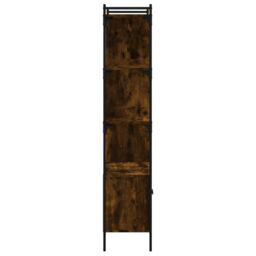 Berkfield Home Bookcase with Doors Smoked Oak 76.5x30x154.5 cm Engineered Wood in Brown - thumbnail 6