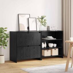 Berkfield Home Sideboard 2 pcs Black oak 70 x 41 x 75 cm Engineered wood - thumbnail 4