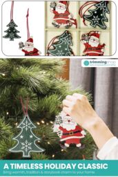 Neel Blue Wooden Christmas Hanging Decorations, Rustic Xmas Tree Ornaments with Santa Claus - 4 Designs in Red - thumbnail 4