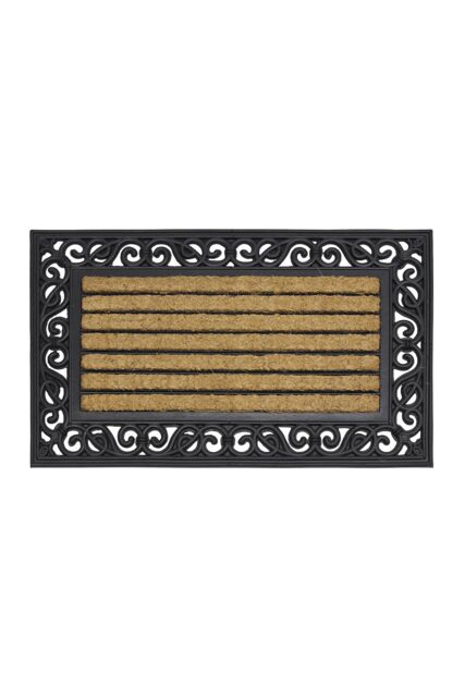 JVL Karina Rubber Tuffscrape Coir Doormat 45x75 cm in Brown - Size: 45 cm x 75 cm - image 1