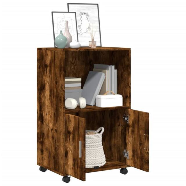 Berkfield Home Rolling¬†Cabinet Smoked Oak 55x40x91 cm Engineered Wood in Brown - Size: 55 x 40 x 91 cm - image 1