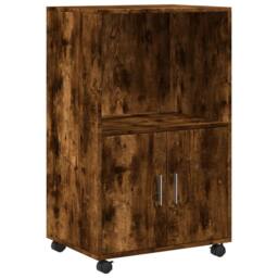 Berkfield Home Rolling¬†Cabinet Smoked Oak 55x40x91 cm Engineered Wood in Brown - Size: 55 x 40 x 91 cm - thumbnail 3