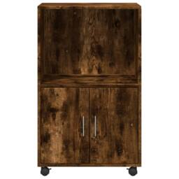 Berkfield Home Rolling¬†Cabinet Smoked Oak 55x40x91 cm Engineered Wood in Brown - Size: 55 x 40 x 91 cm - thumbnail 4
