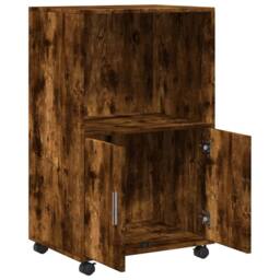 Berkfield Home Rolling¬†Cabinet Smoked Oak 55x40x91 cm Engineered Wood in Brown - Size: 55 x 40 x 91 cm - thumbnail 7