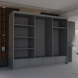 Sliding Wardrobes 4U Luxury High Gloss Sliding Wardrobe with LED Light W255cm x H220cm in Grey - thumbnail 5