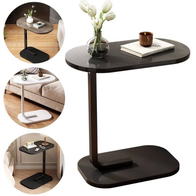 FLAVORA Black Walnut C-Shaped Compact Sofa Side End Table Coffee - Size: 100 cm x 60 cm - image 1