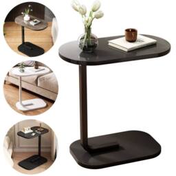 FLAVORA Black Walnut C-Shaped Compact Sofa Side End Table Coffee - Size: 100 cm x 60 cm