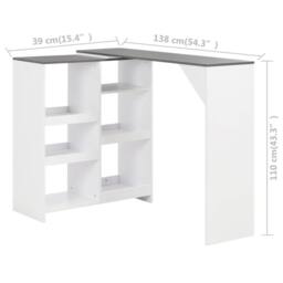 Berkfield Home Comfortable Bar Table with Moveable Shelf White 138x39x110 cm - Size: 138 x 39 x 110 cm - thumbnail 6