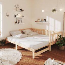 Berkfield Home Day Bed with Trundle 90x200 cm Solid Wood Pine in Brown - thumbnail 1