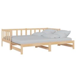 Berkfield Home Day Bed with Trundle 90x200 cm Solid Wood Pine in Brown - thumbnail 2