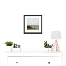Artery8 Courbet Laundresses At Low Tide Etretat Painting 8X8 Inch Square Wooden Framed Wall Art Print Picture with Mount in Black - thumbnail 2