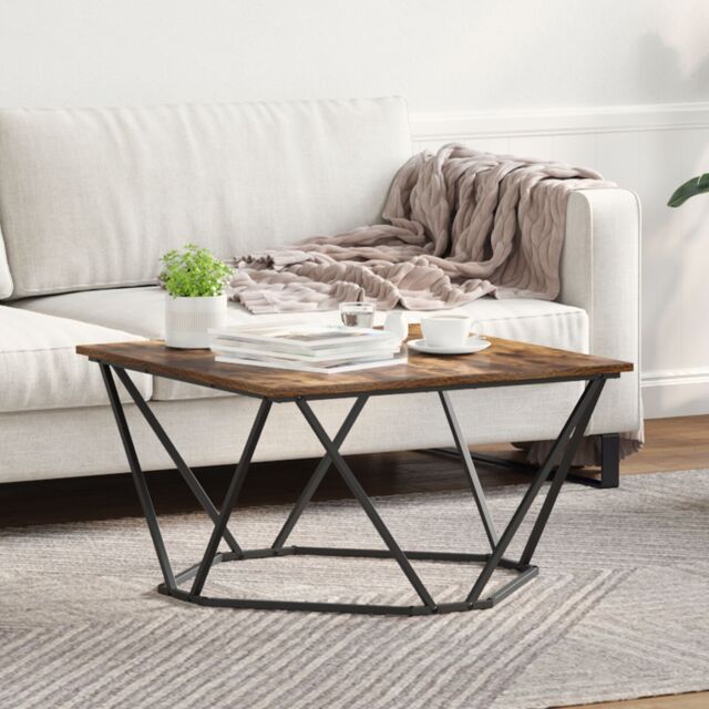Berkfield Home Smoked Oak Wood Medium Durable Coffee Tables Square in Brown - image 1