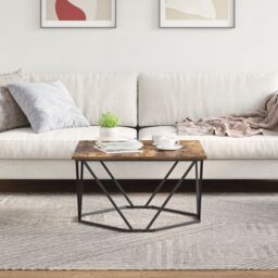 Berkfield Home Smoked Oak Wood Medium Durable Coffee Tables Square in Brown - thumbnail 4