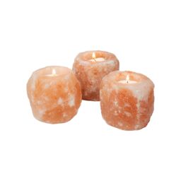 Menkind Well Being Himalayan Salt Tealight Holders Handcrafted Elegance in Pink - thumbnail 3