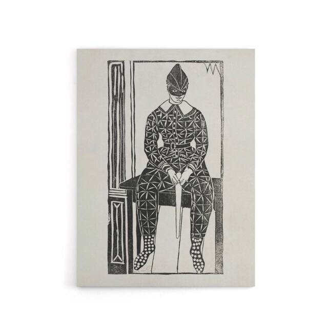 "Artery8 Harlequin Clown Portrait De Mesquita Canvas Wall Art Print in White - Size: W12"" x H16""" - image 1