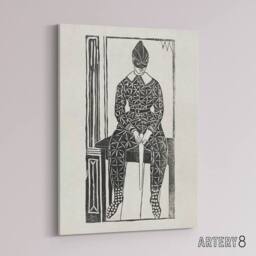 "Artery8 Harlequin Clown Portrait De Mesquita Canvas Wall Art Print in White - Size: W12"" x H16""" - thumbnail 2
