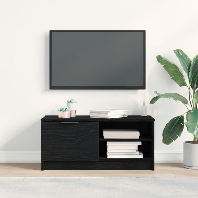 Berkfield Home TV Cabinet Black Oak 80x35x36, 5 cm Engineered Wood - image 1