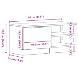 Berkfield Home TV Cabinet Black Oak 80x35x36, 5 cm Engineered Wood - thumbnail 8