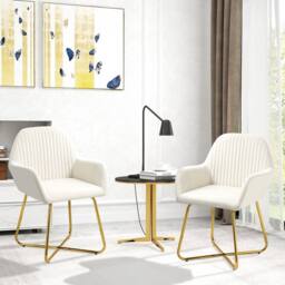 HOMCOM Modern Accent Chair Set of 2 Upholstered Armchair Cream White
