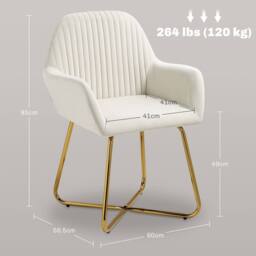 HOMCOM Modern Accent Chair Set of 2 Upholstered Armchair Cream White - thumbnail 3