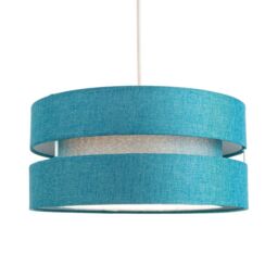 Happy Homewares Contemporary Linen Fabric Triple Tier Ceiling Pendant Light Shade in Teal - Size: 10 inches - thumbnail 2
