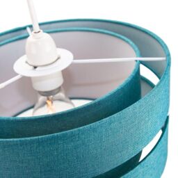 Happy Homewares Contemporary Linen Fabric Triple Tier Ceiling Pendant Light Shade in Teal - Size: 10 inches - thumbnail 3