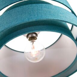 Happy Homewares Contemporary Linen Fabric Triple Tier Ceiling Pendant Light Shade in Teal - Size: 10 inches - thumbnail 4