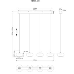 Netlighting Quintara Bar Pendant Nickel Matt Opal Glass Shade 4x LED 3000K in Grey - thumbnail 6