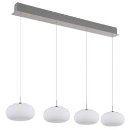 Netlighting Quintara Bar Pendant Nickel Matt Opal Glass Shade 4x LED 3000K in Grey - thumbnail 2