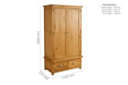Birlea Woburn 2 Door 2 Drawer Wardrobe Oak in Light Oak - thumbnail 6