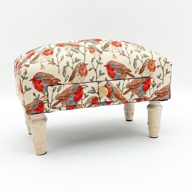 Minster Robin Fabric Footstool with Drawer - L25 x W45 x H28 cm - Size: 1 Pack - image 1
