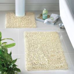 Coopers of Stortford Tumble-Twist Cotton Bath Mat & Pedestal Set in Cream