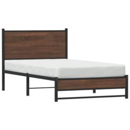 Berkfield Home Metal Bed Frame without Mattress Brown Oak 100x200 cm - thumbnail 4
