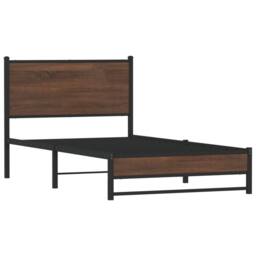 Berkfield Home Metal Bed Frame without Mattress Brown Oak 100x200 cm - thumbnail 1
