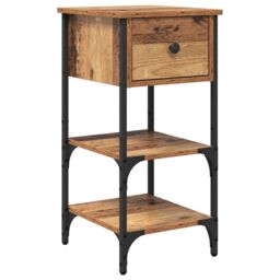 Berkfield Home Bedside Cabinet Old Wood 34x36x70 cm Engineered Wood in Brown - Size: 34 x 36 x 70 cm - thumbnail 2