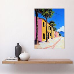 "Artery8 Coastal Village Houses Palm Trees Spain Townscape Wall Art Print - Size: W12"" x H16""" - thumbnail 4