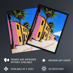 "Artery8 Coastal Village Houses Palm Trees Spain Townscape Wall Art Print - Size: W12"" x H16""" - thumbnail 2