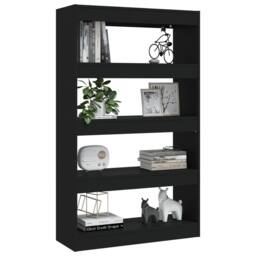 Berkfield Home Classic Book Cabinet/Room Divider Black 80x30x135 cm Engineered Wood - Size: 80 x 30 x 135 cm - thumbnail 4